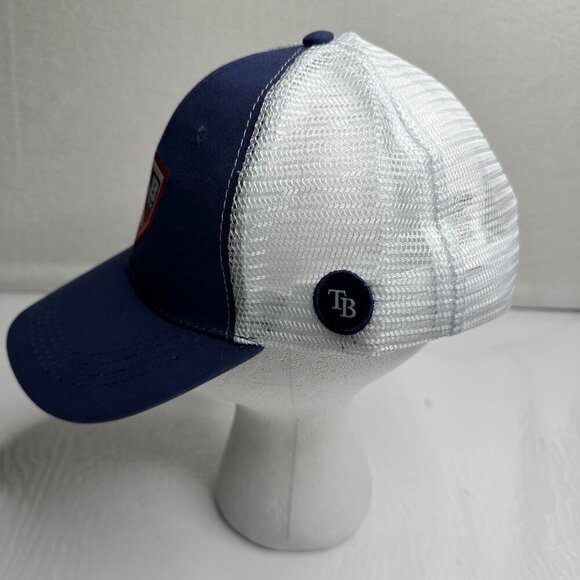 MLB Network Tampa Bay Rays Hat Cap Blue‎ White Mesh Snapback Game Promo Mens - Picture 2 of 7